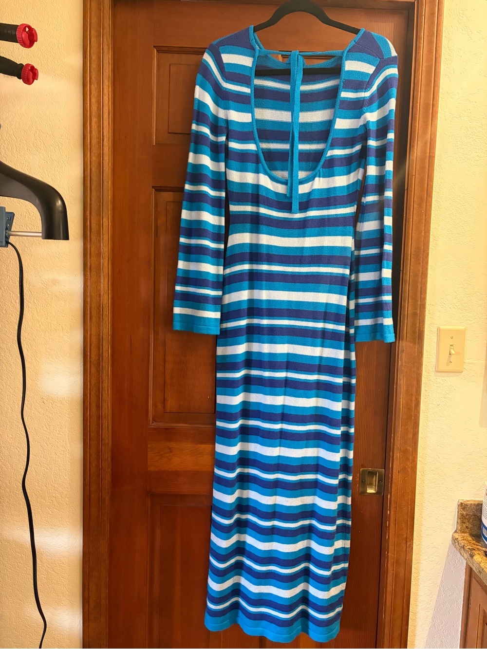 Blue Striped Long Sleeve Maxi Dress - Picture 3 of 4